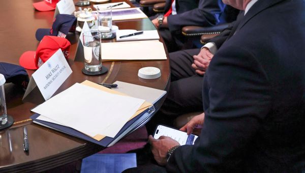 Mike Waltz seen in photos using Signal app at White House after group chat scandal