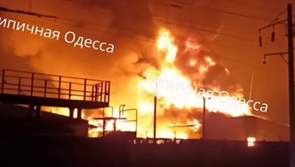 Moment Ukrainian warehouse full of Western weapons bursts into flames