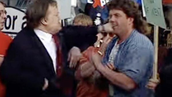 Moment John Prescott socks protester who egged him