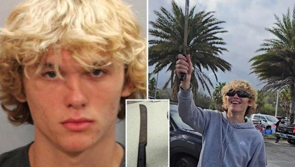 18-year-old arrested for wielding massive machete at voters at…