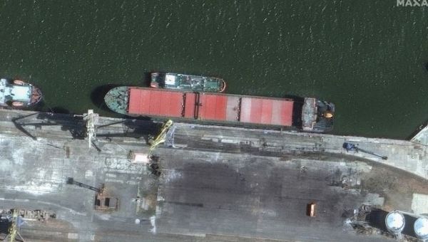 Russian ship captured in satellite image ‘delivering ballistic missiles from Iran’