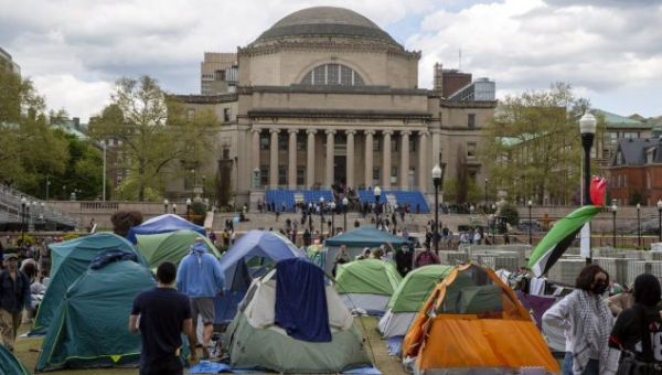 Pro-Palestinian protesters clash with security at Columbia University’s main library