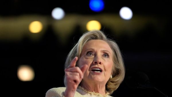 Hillary Clinton invokes 'glass ceiling' in passing torch to Harris