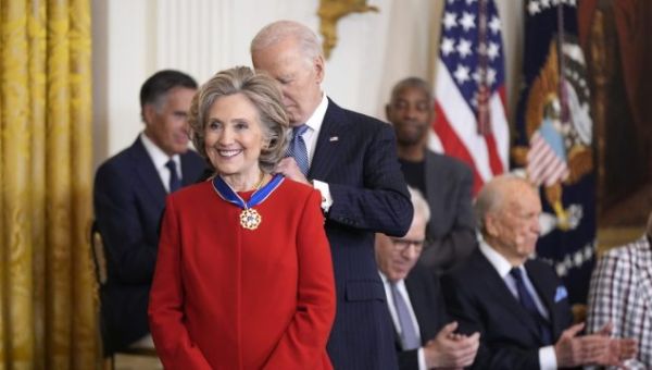 Biden lauds Hillary Clinton, others for ‘incredible mark’ on America ahead of exit