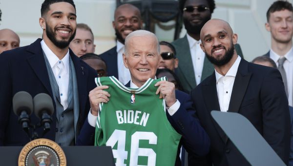 President Joe Biden appears to briefly forget who won 2024 NBA Championship during Celtics’ White House visit