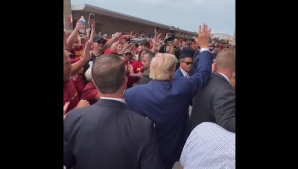 Watch: Trump Mobbed by Supporters Chanting ‘USA!’ After Arriving at Iowa State Football Game