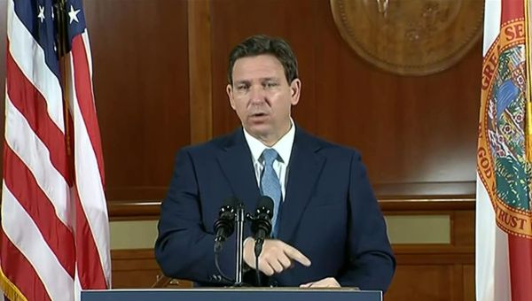 Gov. Ron DeSantis holding press conference at Disney’s Reedy Creek
