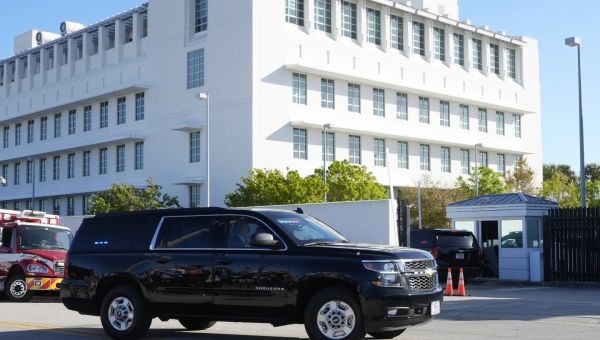 Donald Trump arrives in federal court in Florida for closed hearing in his classified documents case