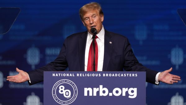 Trump tells religious broadcasters he’ll defend Christianity against perceived threats from the left