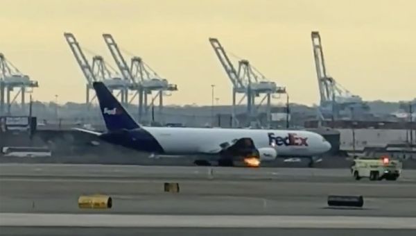 FedEx flight to Indianapolis forced to return to Newark with burning engine after hitting a bird