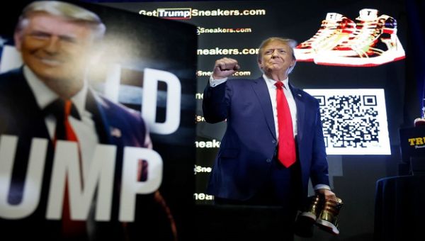 Trump met with boos and chants while selling sneakers in Philadelphia – WEIS | Local & Area News, Sports, & Weather
