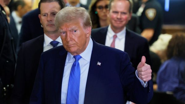 Trump visits Manhattan court to blast NYAG case, praises appellate ruling in his favor