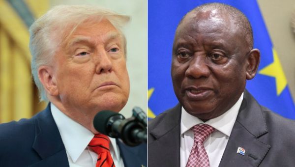 Trump ambushes South Africa president with video of attacks on white people