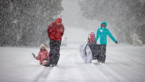 Record snow fall in north Florida. In Tampa Bay, frigid wind chills.