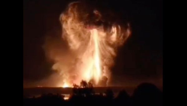 Moment ‘bomb-proof’ Putin ammo dump EXPLODES in mushroom cloud in drone strike