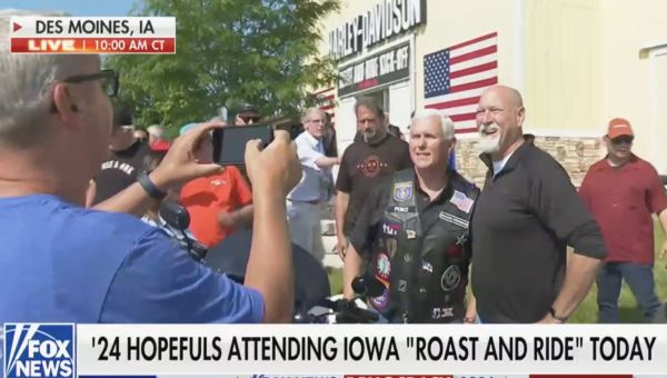 Born to be Mild? Pence Dons Biker Gear For Iowa Roast and Ride Campaign Event