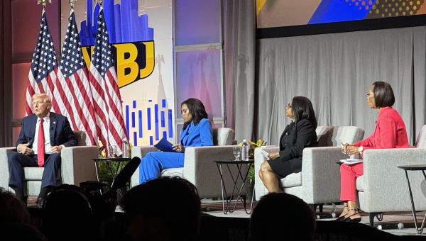 Trump insults Harris, makes false claims, quarrels with Black journalists at conference - Maryland Matters