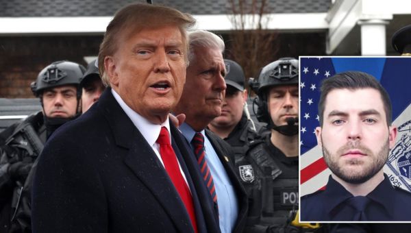 Donald Trump calls for ‘law and order’ after attending slain cop’s wake
