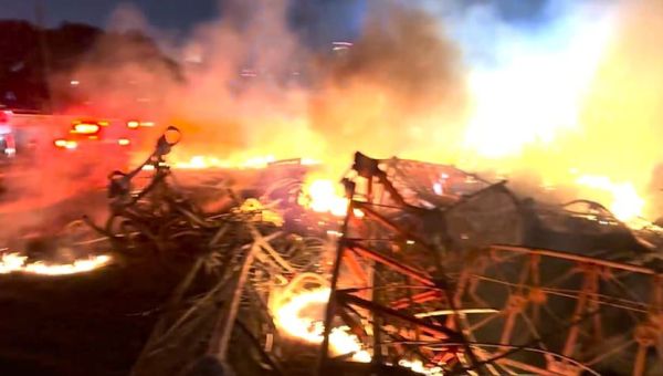 Four killed after helicopter crashes into radio tower and sparks fireball