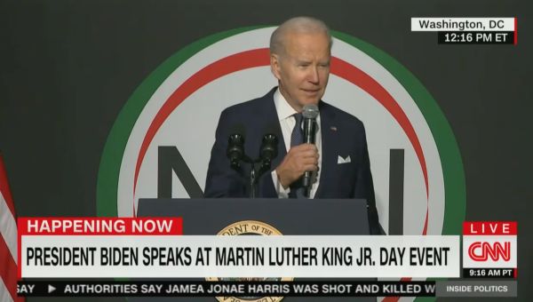 Biden MLK Day Speech Gets Off to Awkward Start with Mic Trouble and Off-Key Singing