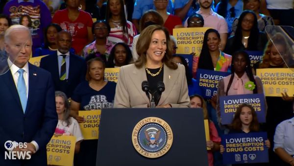 Kamala Harris takes lead at first joint rally with Biden since he dropped out
