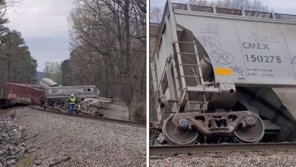Norfolk Southern train derails with the worst possible timing