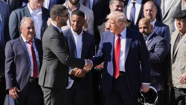 Trump celebrates the Super Bowl champ Eagles at White House, but star QB Jalen Hurts skips ceremony