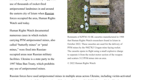 Ukraine: Banned Landmines Harm Civilians [EN/DE/PT/RU/UK] – Ukraine