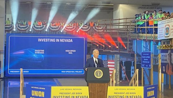 President Biden visits Las Vegas to discuss Brightline West high-speed rail project