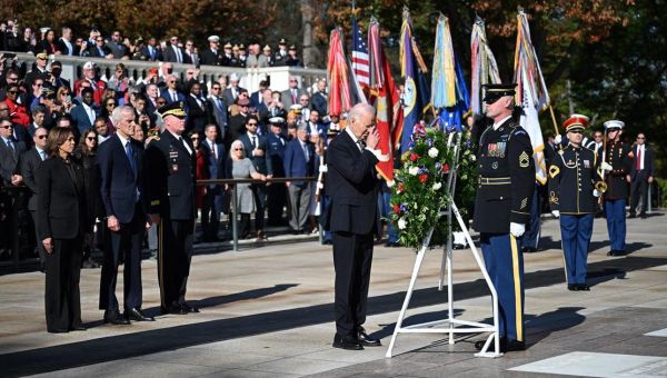 Biden lays wreath at the Tomb of the Unknown Soldier to honor Veterans Day