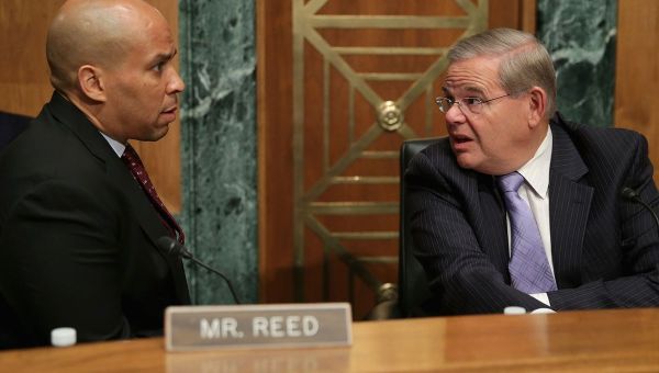 Cory Booker calls on Bob Menendez, his fellow New Jersey senator, to resign