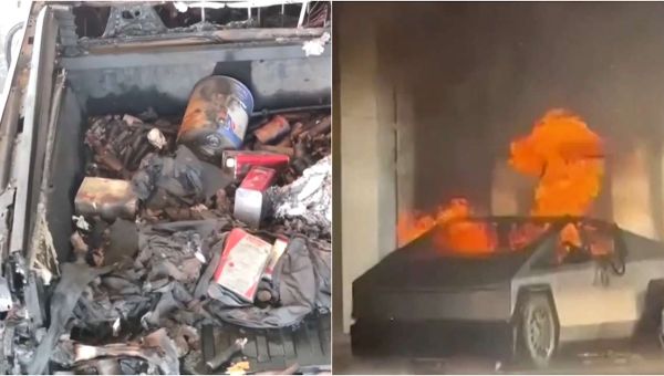 Fireworks and gas canisters found in Tesla that exploded outside Trump hotel