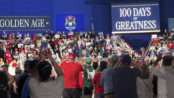 President Trump offers automakers tariff relief in Michigan rally marking first 100 days