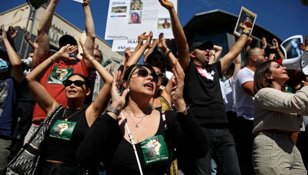 Hundreds in Sherman Oaks protest the death of Iranian woman who was in police custody