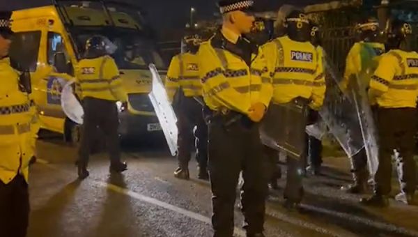 Missiles hurled during ‘deeply shocking’ protest over refugees