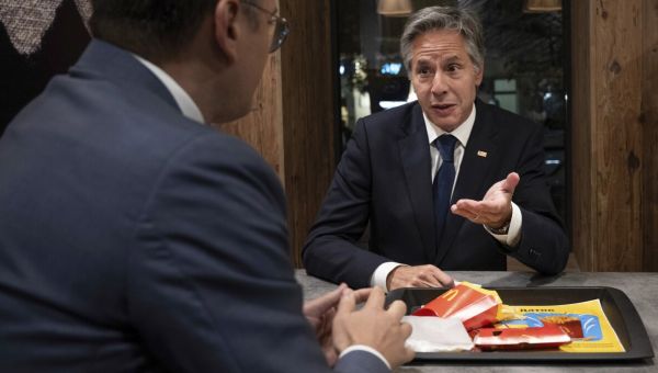 Blinken and Ukraine counterpart joke about hangovers during McDonald’s meal