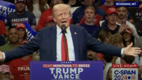 ‘Wish it was a little closer’: Trump arrives late to rally and decries long Montana drives