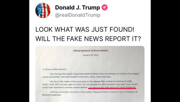 Trump Exposes Letter from Stormy Daniels Admitting Affair ‘Never Happened’