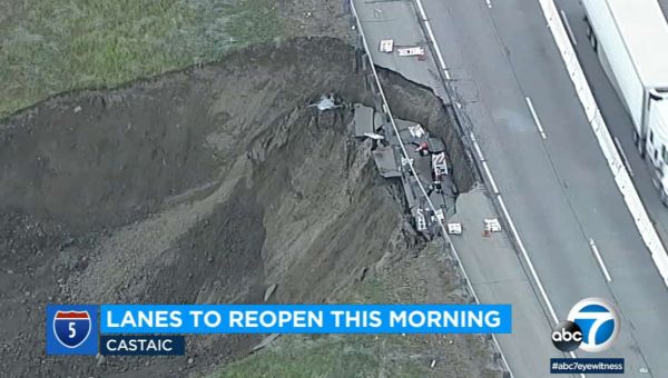 Grapevine section of 5 Freeway to be open Sunday before another night of repairs following landslide