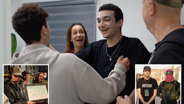 Edan Alexander holds up ‘Thank you President Trump’ sign moments…