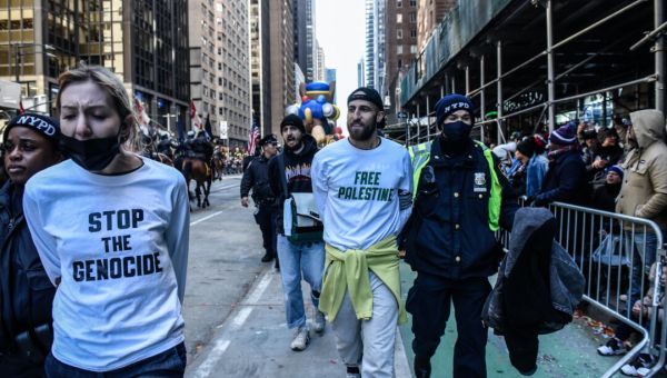 Leftist Group Disrupts Macy’s Thanksgiving Day Parade to Protest IsraelHamas War