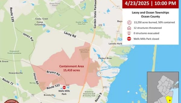 New Jersey wildfire map -- live tracker