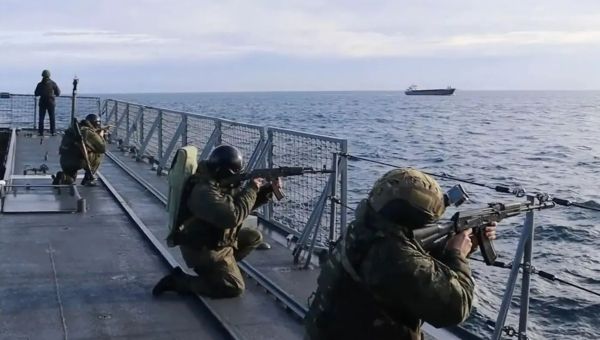 Moment Vlad holds war games in channel with his ‘most dangerous’ ship