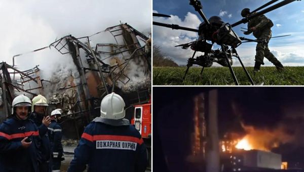 Fire erupts at Russian oil refinery after Ukrainian drone strike:…