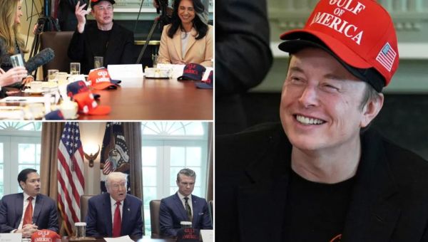 Elon Musk cap-tivates Trump at cabinet meeting with hat choice