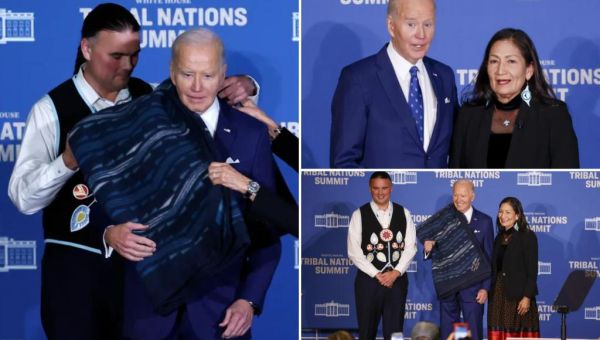 Biden dons tribal blanket, announces plan to 'revive' Native American...