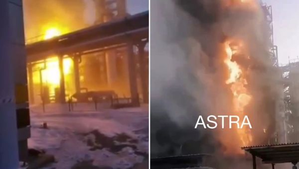 Moment Ukrainian kamikaze drones strike another TWO oil depots in blow for Vlad