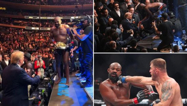 UFC champ Jon Jones gives Trump his heavyweight belt, thanks him in...