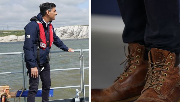 Rishi Sunak's choice of boots sparks parody of one of his most controversial policies