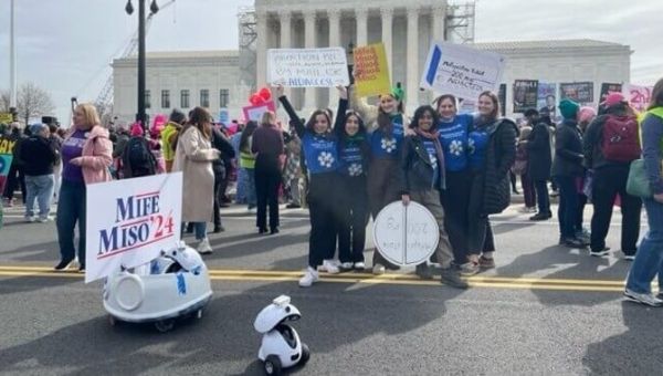 Robots — ahem, Roe-Bots — Provided Abortion Pills Outside the Supreme Court Today